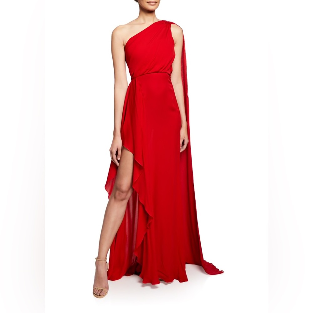 ELIE SAAB
One-Shoulder Scarf-Back Silk Gown